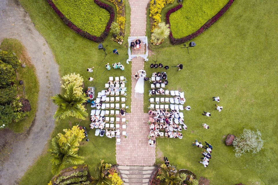 photo of wedding outdoors from above